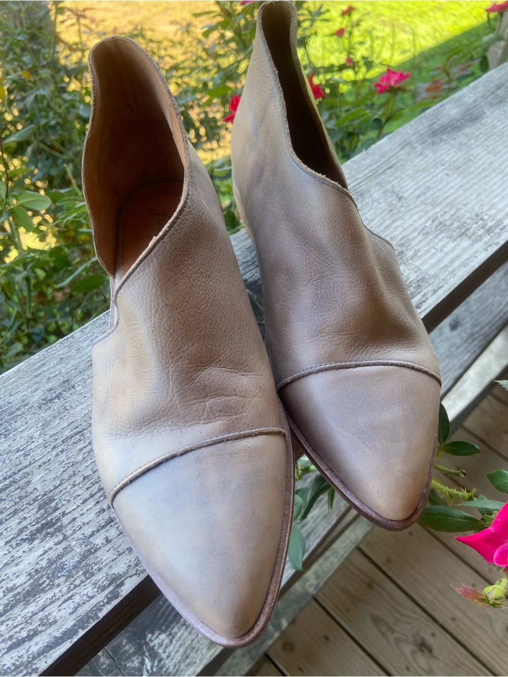 Free People Taupe Leather Pointed Slip-On Flats